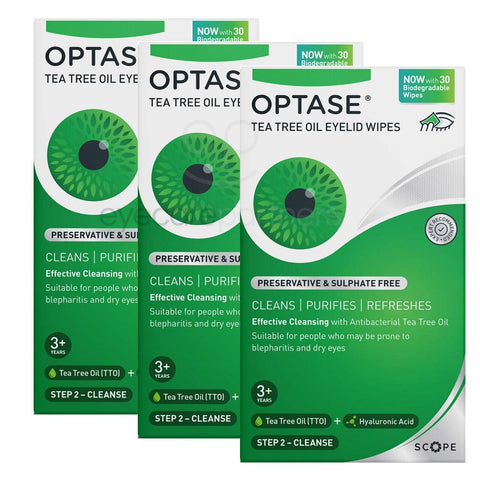 OPTASE Tea Tree Oil Eyelid Wipes - 30 Wipes